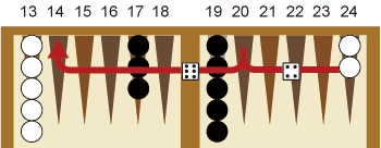 Backgammon Checker Roll Movement 1